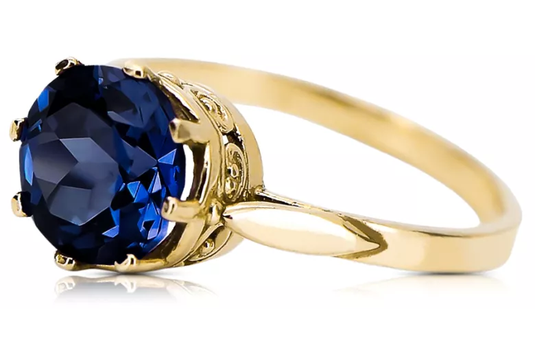 Saphir Or jaune 14 carats Anneau Style vintage vrc366y